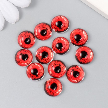 Decor (cabochon) for creativity Glass "Red Eye" d = 1.2 cm-2