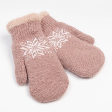 Women's mittens, beige color, size 7-8