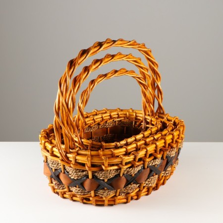 A set of baskets, 3 pcs, 46x35/41 cm, 39 x28/34.5 cm, 32x21/28 cm, willow-1