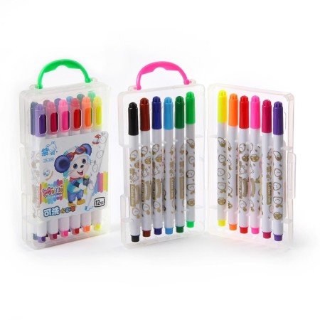 Flomasters 12 colors "mouse", in a plastic pencil with a pen, ventround cap, mix-1