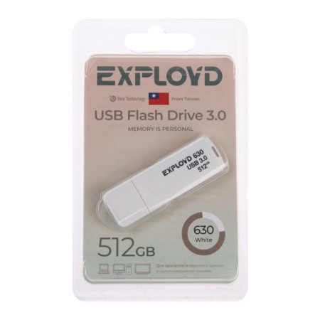 Flashka Exployd 630, 512 GB, USB3.0, Thu up to 70 MB/s, PLO up to 20 Mb/s, white-1