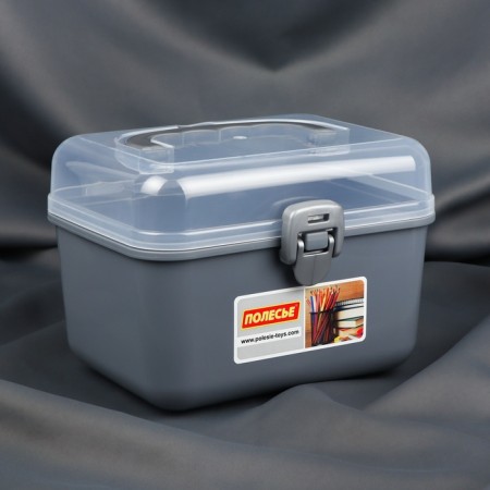 Boxing for storing sewing accessories, with a lid, 21 × 17.7 × 15.4 cm, the color is gray/transparent-1