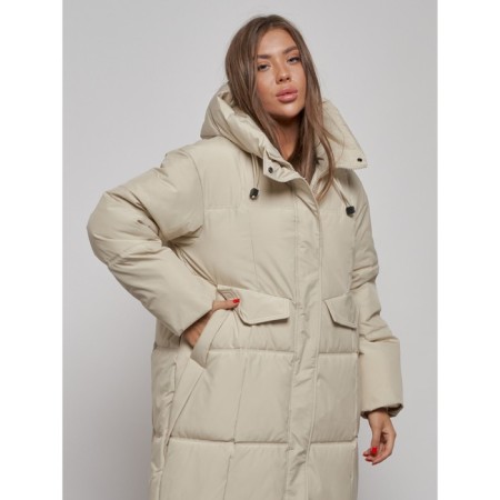 Coat insulated winter female, size 42, light-beige color-7