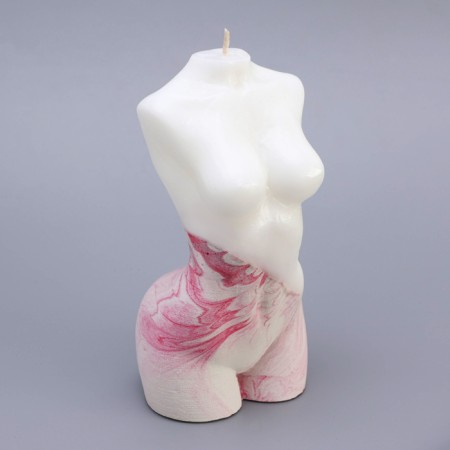 Figure candle on concrete "Women's silhouette", 15x7 cm, pink-1