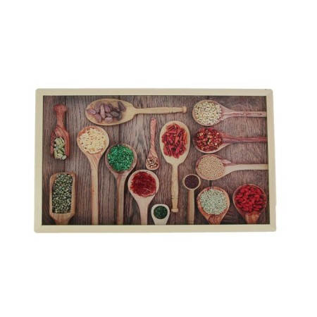 Breakfast table "spices in spoons" glass surface 50x30cm-1