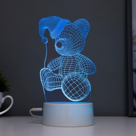 Touchscreen lamp "Bear in a hat" LED 7 USB colors/from white batteries-8