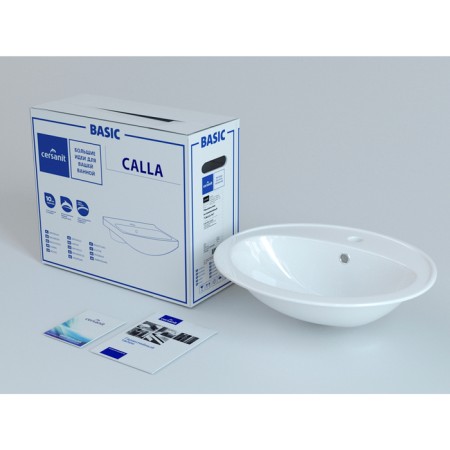 The built -in sink Cersanit Calla 54, on the countertop, round, 1 ed., White-3