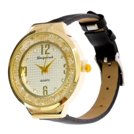 Women's watches “Shengmeimk”, eco -leather strap, black-1