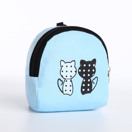 Youth backpack from textiles, 3 pockets, wallet, blue color-7