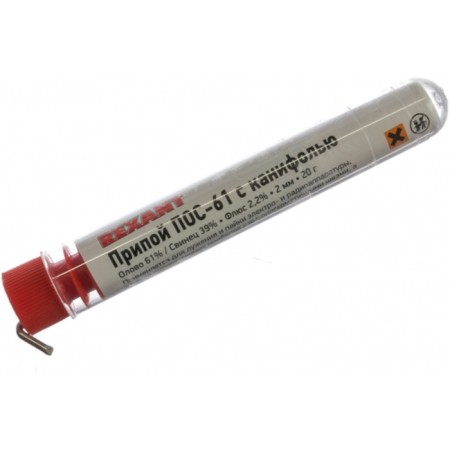 Solder with rosin Rexant, in a flask, 20 g, d = 2 mm, tin 60% lead 40%-3