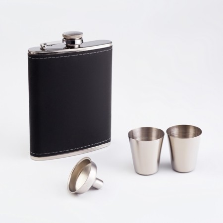 Gift set 4 in 1: Flaw 240 ml, 2 piles, funnel, black