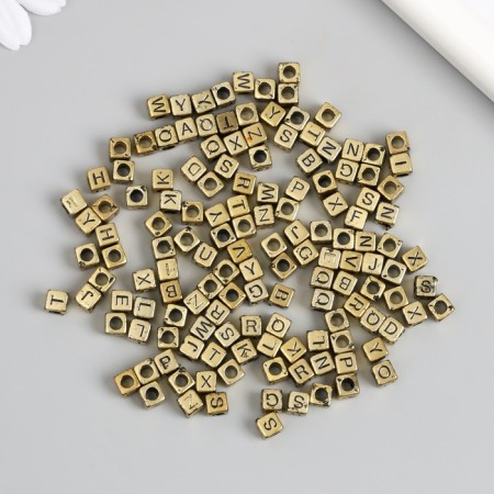 Beads for creativity plastic "English letters on a cube" gold set 20 grams 0.6x0.6x0.6 cm 96086