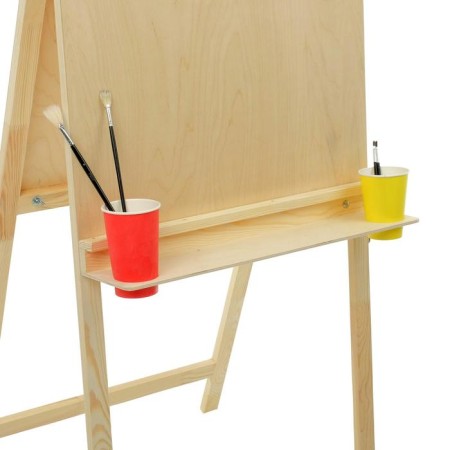Molbert Type "Clap", bilateral, 120 x 60 x 65 cm, tablet 60 x 60 cm, shelf with two cup holders, unpainted wood, calligrata-8