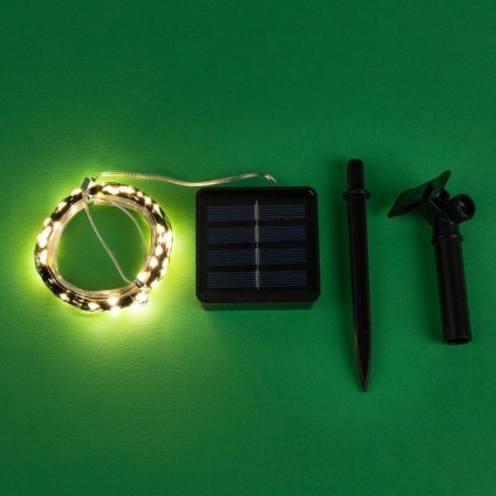Garland "thread" 10 m Rosa, IP44, silver thread, 100 LED, warm white glow, 2 modes, solar battery-5