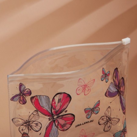 Cosmetic bag from transparent PVC 21 x2 x14 cm "butterflies"-2