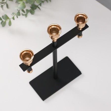 Summary metal for 3 candles "Celt" d = 2 cm black with gold 20x7x28 cm-4
