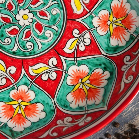 Largan Rishtan ceramics "Flowers", 25 cm, red-2