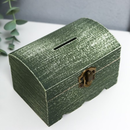 Casket wood "chest" dark green 8x8x12 cm-2