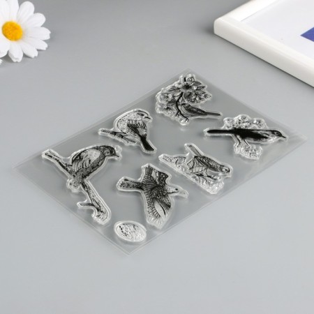 Stamp for creativity Silicon "Birds on branches" 11x16cm-1