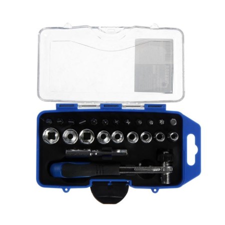 A set of bit and end heads of the tundra, a cable with rattle, in a plastic case, 23 objects-1