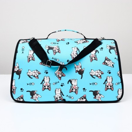 Bag - Animal Carrying "Playing cats", Blue, size L, 53 x 21 x 29 cm-2