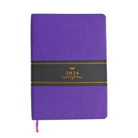 Dated diary 2024 A5 176 sheets, Devente.nobile, soft cover of artificial leather, lies, cream block 70 g/m2, purple-10
