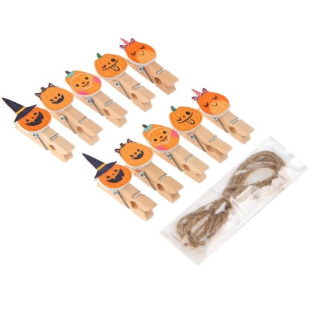 Decorative clothespins with a rope for the suspension "Pumpkin on Halloween" set 10 pcs., 1.5 × 12 × 14 cm-4