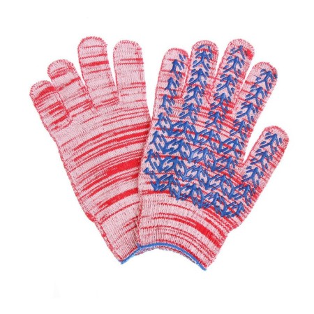 Workers, m/b gloves, knitting 10 class, 5 threads, size 10, with PVC dots, red, "Christmas tree"-1