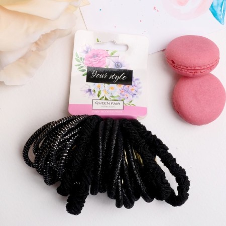 Hair elastic band "Tofi" (set of 20 pcs) volume, black