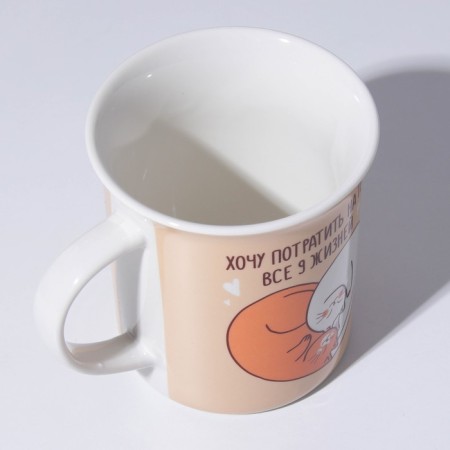 Ceramic "cats" mug, 300 ml, beige color-3