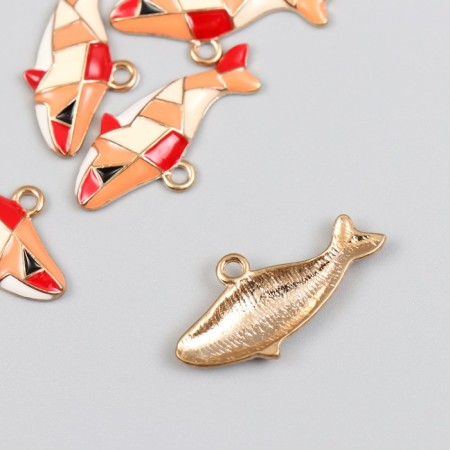 Decor for creativity metal, enamel "Orange shark" gold 0.3x3.1x1.5 cm-1