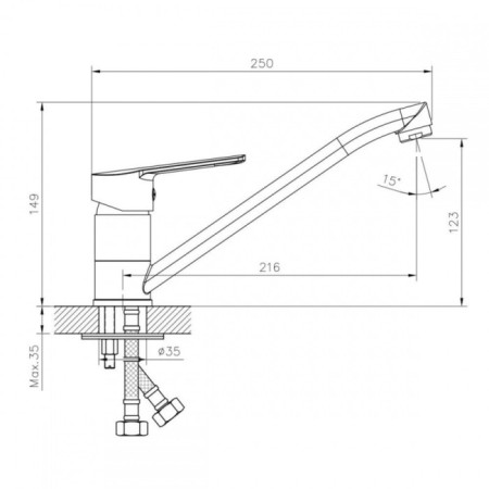 Decoroom DR22018 kitchen mixer, single -leaf, pour length 216 mm, chrome-1