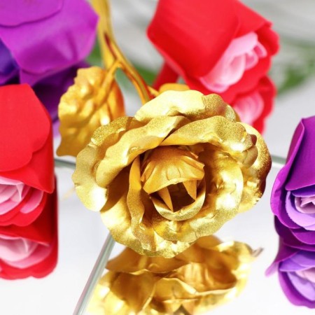 Soap roses of colored shades and a gold rose, set-7