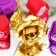 Soap roses of colored shades and a gold rose, set