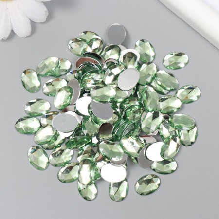 Decor for creativity Plastic "Rhil of oval. Light green" set of 150 pcs 1x1.4 cm-2