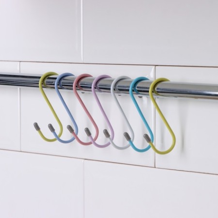 A set of hooks for railing, 7 cm, d = 2.5 cm, 7 pcs, color mix-3
