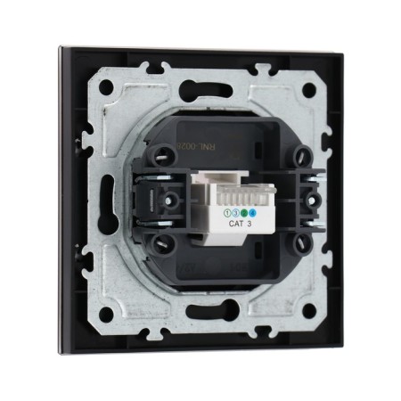 Single single glossy glass telephone socket, hidden, glass, black-3
