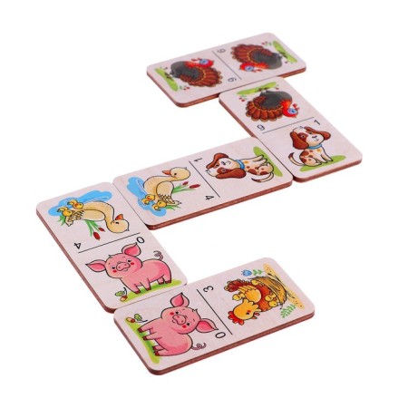 Domino large "on the farm" 28 wooden chips