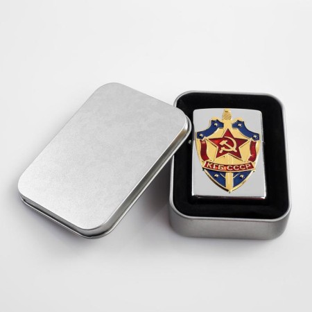 Gasoline lighter for smoking "KGB of the USSR", silicon, 6 x 8 cm-3