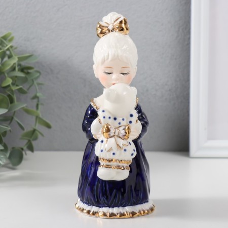 Souvenir Ceramics "Baby in a night shirt with a teddy bear" Cobalt 7x7.5x16.5 cm-4