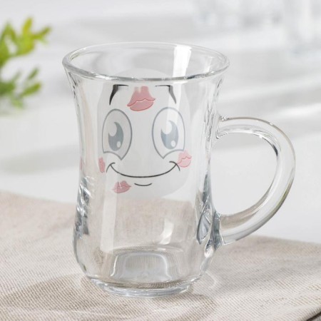 Glass mug "Smiley", 140 ml, MIX drawing-1