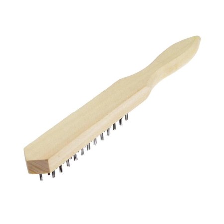Metallic manual scrap brush, wooden handle, 3-row