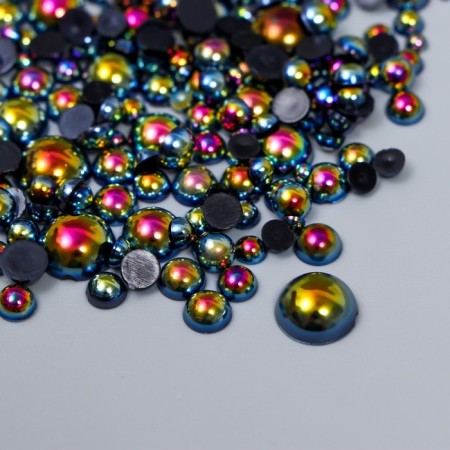 Decor for creativity plastic "Half of beads. Black gasoline" d = 3-10 mm, set 10 grams-1