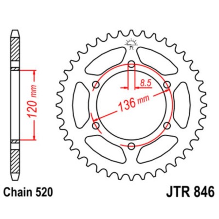Vedic star, JT SPROCKETS R846-45, chain 520, 45 teeth