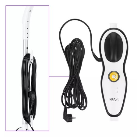 Steam mop KitFort KT-1045, 1500 watts, 370 ml, cord 8 m, white-hourly-10