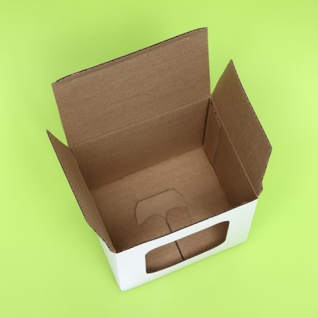 Box under a mug, with a window, white 12 x 9.5 x 12 cm-3