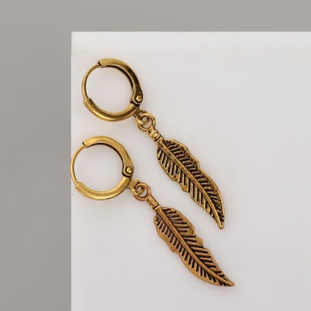 Earrings "leaves" solo, color black gold-1