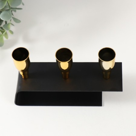 Summary metal for 3 candles "deco" black with gold 15.2x4.7x11 cm-5