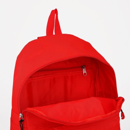 School backpack from textiles on lightning, 3 pockets, red color-5