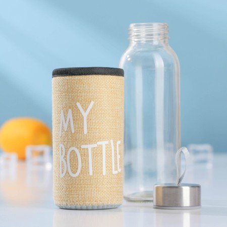 A glass bottle in a rattan case, 300 ml, h = 17 cm, mix color-1